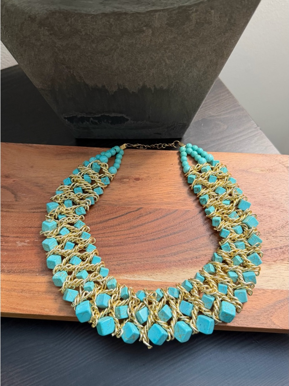 Gold & Turquoise Statement Necklace